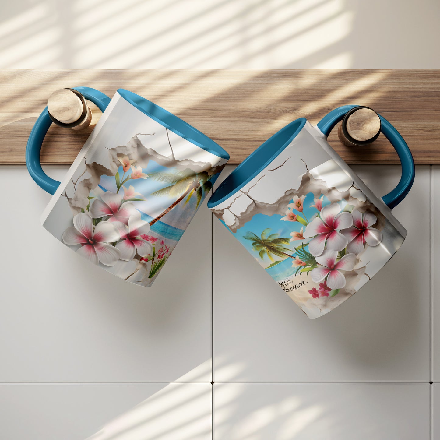 Beautiful custom mug "Life is always better on the beach." ~ 11 oz mug