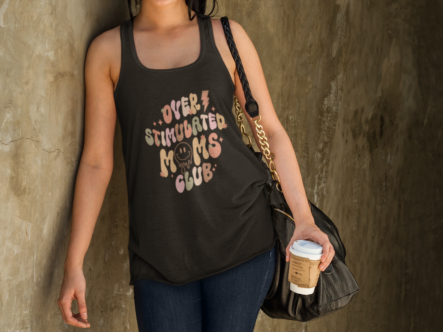 Over Stimulated Moms Club Racerback Flowy Tank ~ Multiple Colors