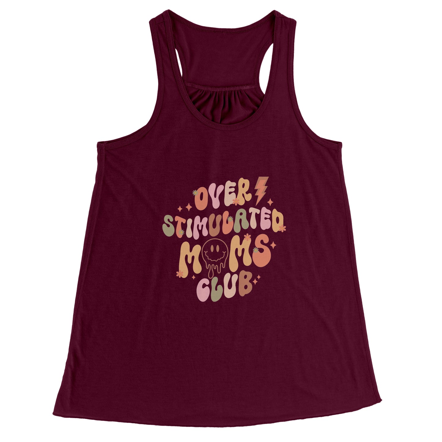 Over Stimulated Moms Club Racerback Flowy Tank ~ Multiple Colors