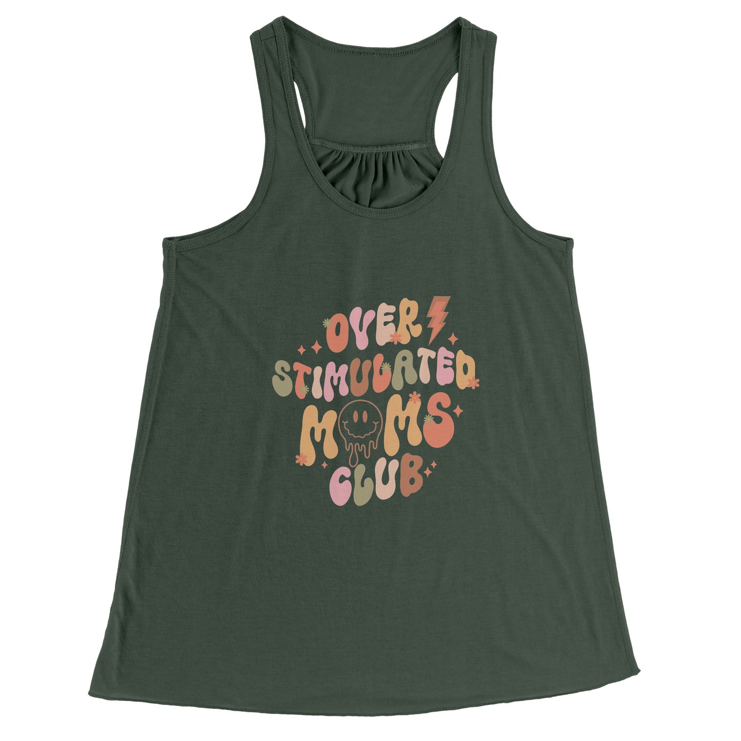 Over Stimulated Moms Club Racerback Flowy Tank ~ Multiple Colors